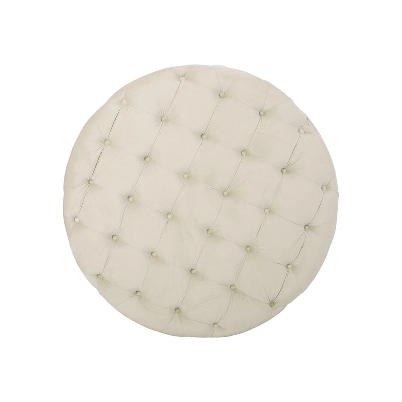 Runder Samthocker mit Knopf-Rautensteppung, moderner Glamour-Stil, 102 cm
