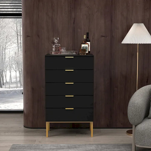 5 Drawer Dresser Chest End Table Storage Cabinet 23.6 W White/Back