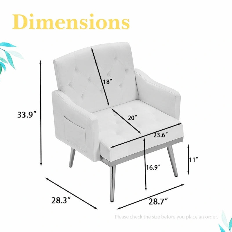 Čalouněné sametové křeslo s dekorativním prošíváním, boční kapsou, zlatými kovovými nohami a ergonomicky tvarovaným opěradlem, nosnost 250 lb