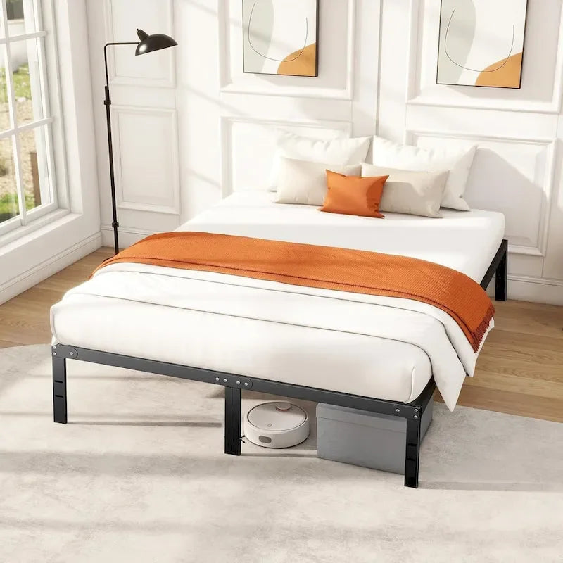Heavy Duty Metal Platform Bed Frame with Under-Bed Storage, No Box Spring Needed, Black