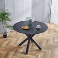 Runder Esstisch im Landhausstil mit MDF-Tischplatte und Metall-Säulenfuß, für 4-6 Personen, 107 cm