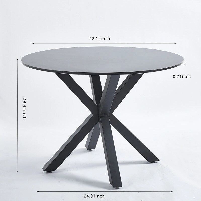 Runder Esstisch im Landhausstil mit MDF-Tischplatte und Metall-Säulenfuß, für 4-6 Personen, 107 cm