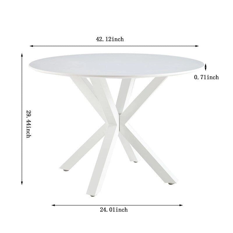 Runder Esstisch im Landhausstil mit MDF-Tischplatte und Metall-Säulenfuß, für 4-6 Personen, 107 cm