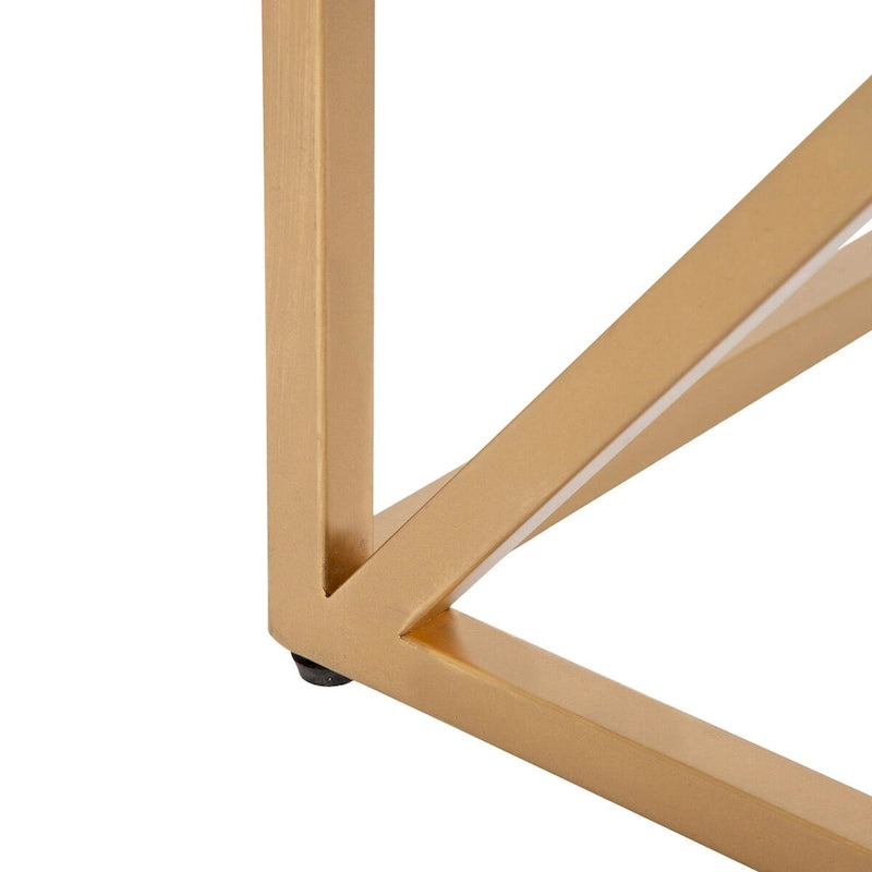 Quadratischer geometrischer Couchtisch mit Metallgestell, moderner Glamour-Stil in Weiß und Gold
