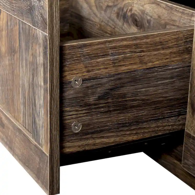 Moderner minimalistischer TV-Schrank mit 3 offenen Fächern und 3 Schubladen aus hochdichter Platte, geeignet für Fernseher bis 80 inch