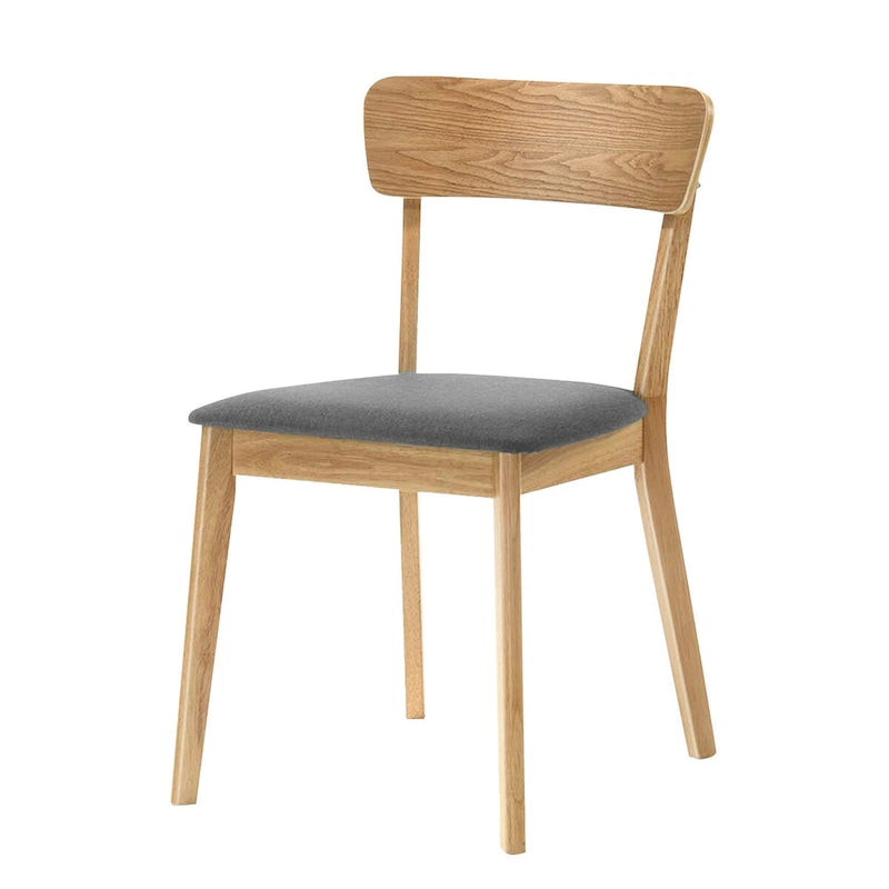 Esszimmerstuhl im Mid-Century-Stil mit gepolsterter Schaumstoffsitzfläche, Leiterlehne und Rubberwood-Gestell, 2er-Set, Eiche