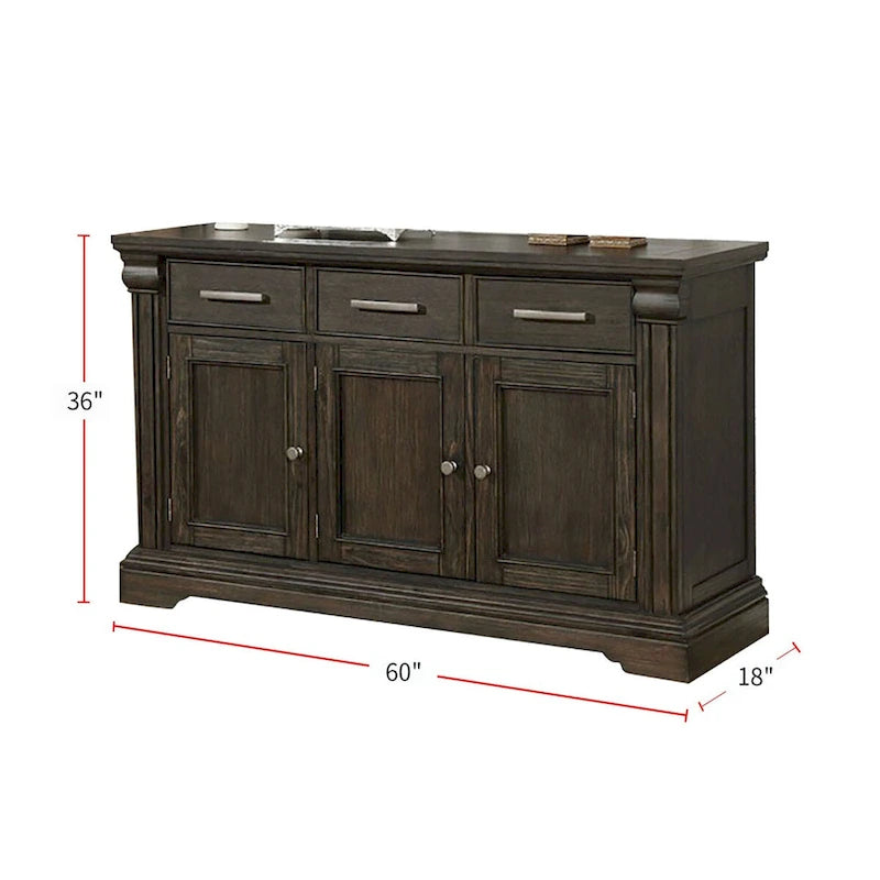 Esszimmer-Anrichte und Sideboard im Übergangsstil mit Stauraum, Espresso-Holzfinish