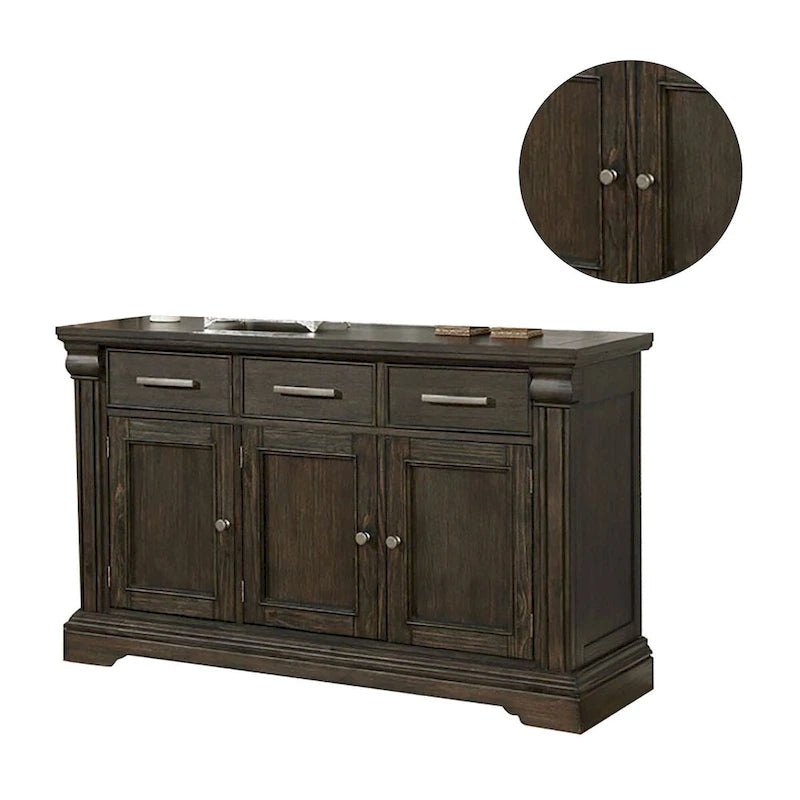 Esszimmer-Anrichte und Sideboard im Übergangsstil mit Stauraum, Espresso-Holzfinish