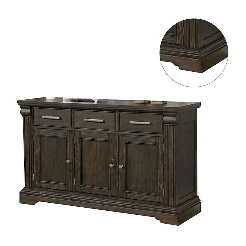 Esszimmer-Anrichte und Sideboard im Übergangsstil mit Stauraum, Espresso-Holzfinish