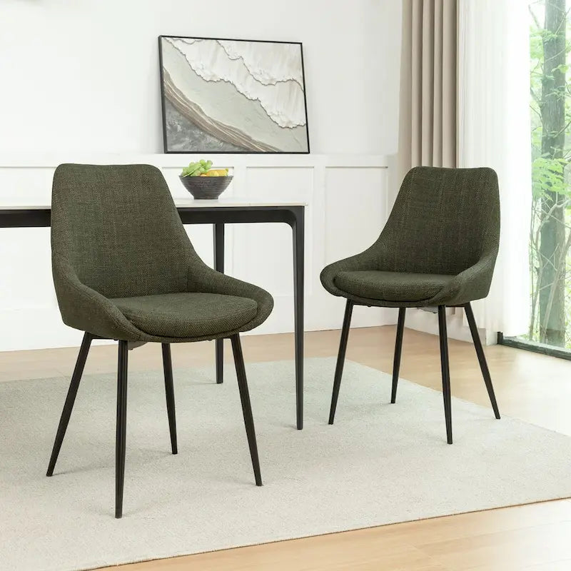 Gepolsterter Esszimmerstuhl aus Stoff mit pulverbeschichteten Stahlbeinen, Mid-Century-Modern-Stil