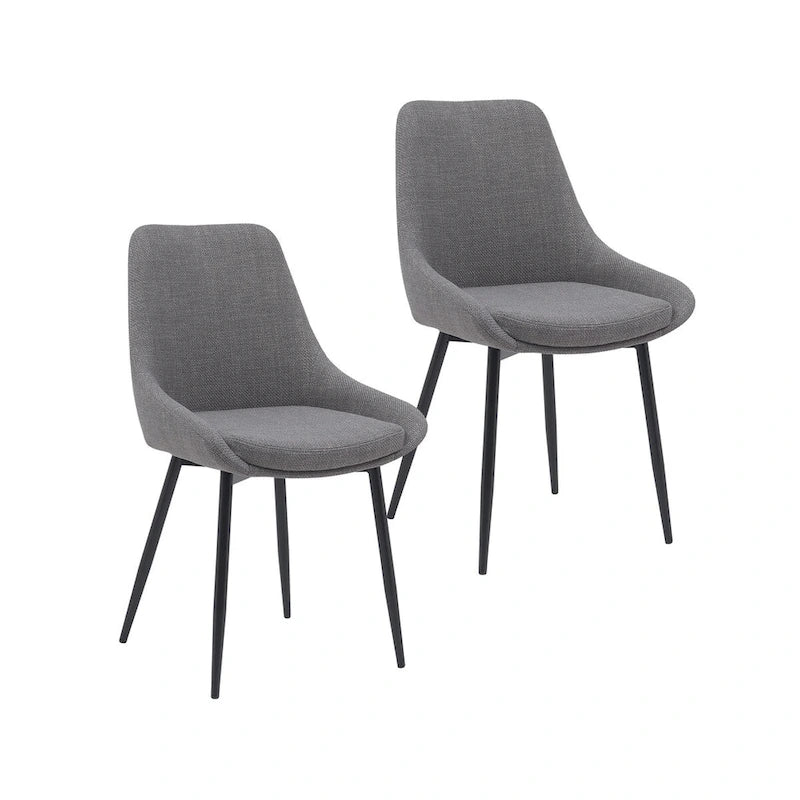 Gepolsterter Esszimmerstuhl aus Stoff mit pulverbeschichteten Stahlbeinen, Mid-Century-Modern-Stil