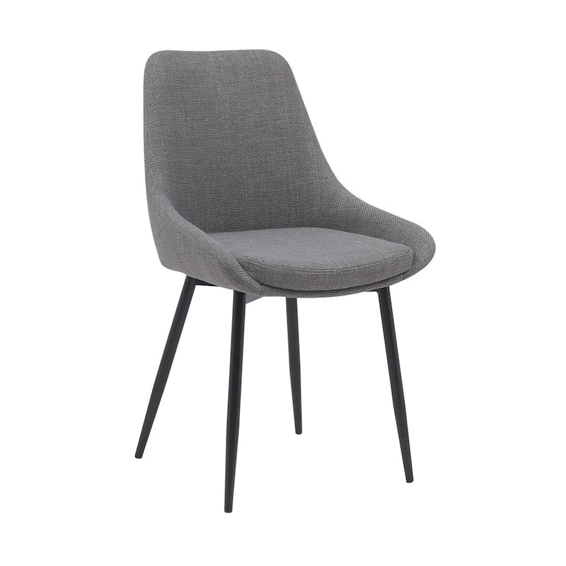 Gepolsterter Esszimmerstuhl aus Stoff mit pulverbeschichteten Stahlbeinen, Mid-Century-Modern-Stil