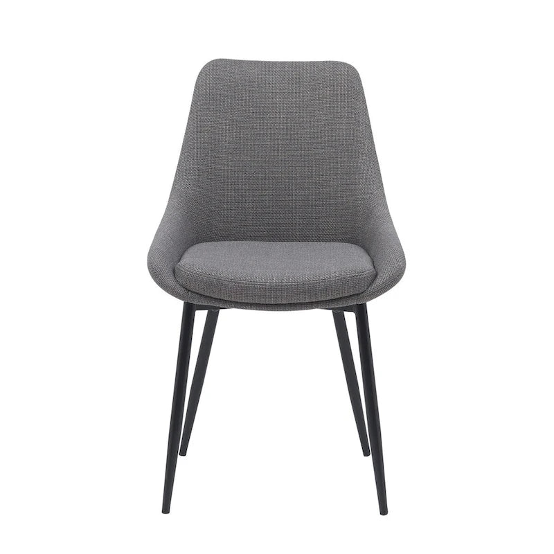 Gepolsterter Esszimmerstuhl aus Stoff mit pulverbeschichteten Stahlbeinen, Mid-Century-Modern-Stil