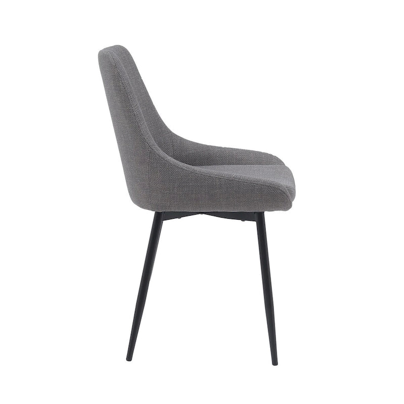 Gepolsterter Esszimmerstuhl aus Stoff mit pulverbeschichteten Stahlbeinen, Mid-Century-Modern-Stil