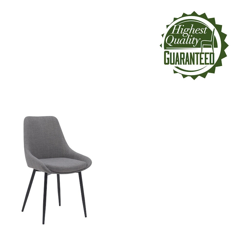Gepolsterter Esszimmerstuhl aus Stoff mit pulverbeschichteten Stahlbeinen, Mid-Century-Modern-Stil