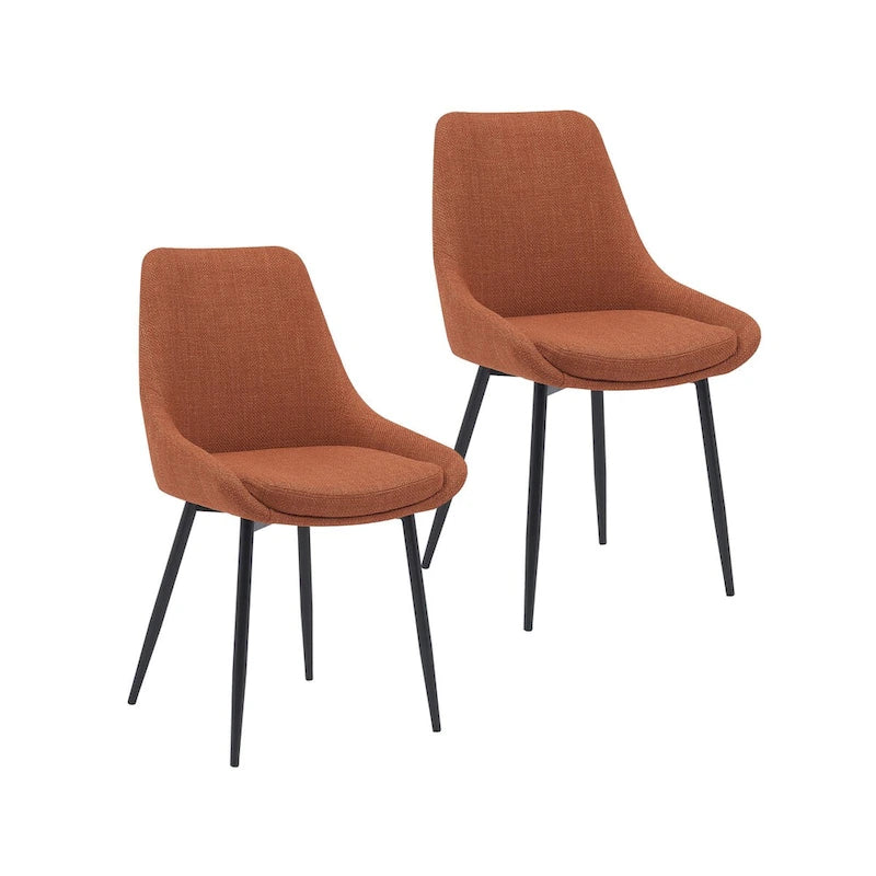 Gepolsterter Esszimmerstuhl aus Stoff mit pulverbeschichteten Stahlbeinen, Mid-Century-Modern-Stil