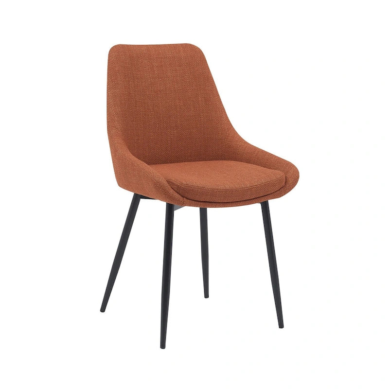 Gepolsterter Esszimmerstuhl aus Stoff mit pulverbeschichteten Stahlbeinen, Mid-Century-Modern-Stil