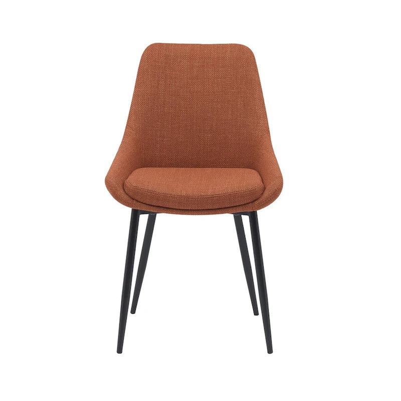 Gepolsterter Esszimmerstuhl aus Stoff mit pulverbeschichteten Stahlbeinen, Mid-Century-Modern-Stil