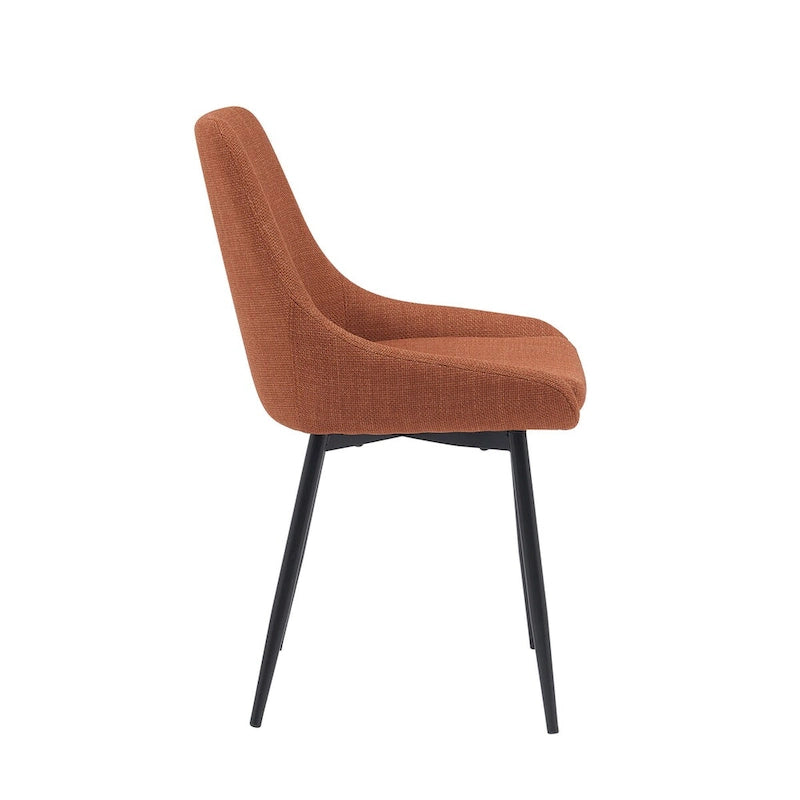 Gepolsterter Esszimmerstuhl aus Stoff mit pulverbeschichteten Stahlbeinen, Mid-Century-Modern-Stil