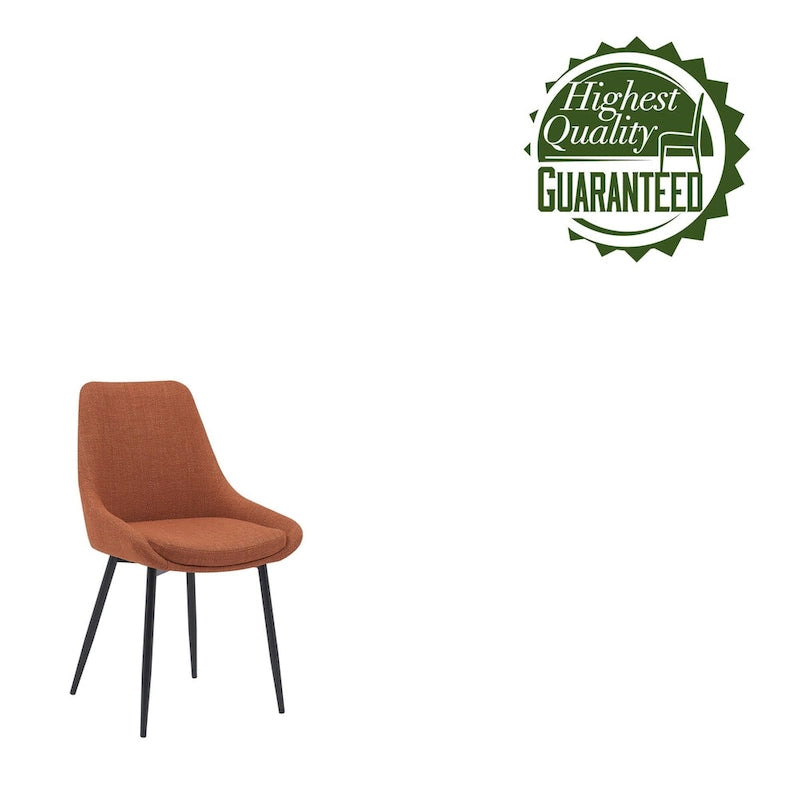 Gepolsterter Esszimmerstuhl aus Stoff mit pulverbeschichteten Stahlbeinen, Mid-Century-Modern-Stil