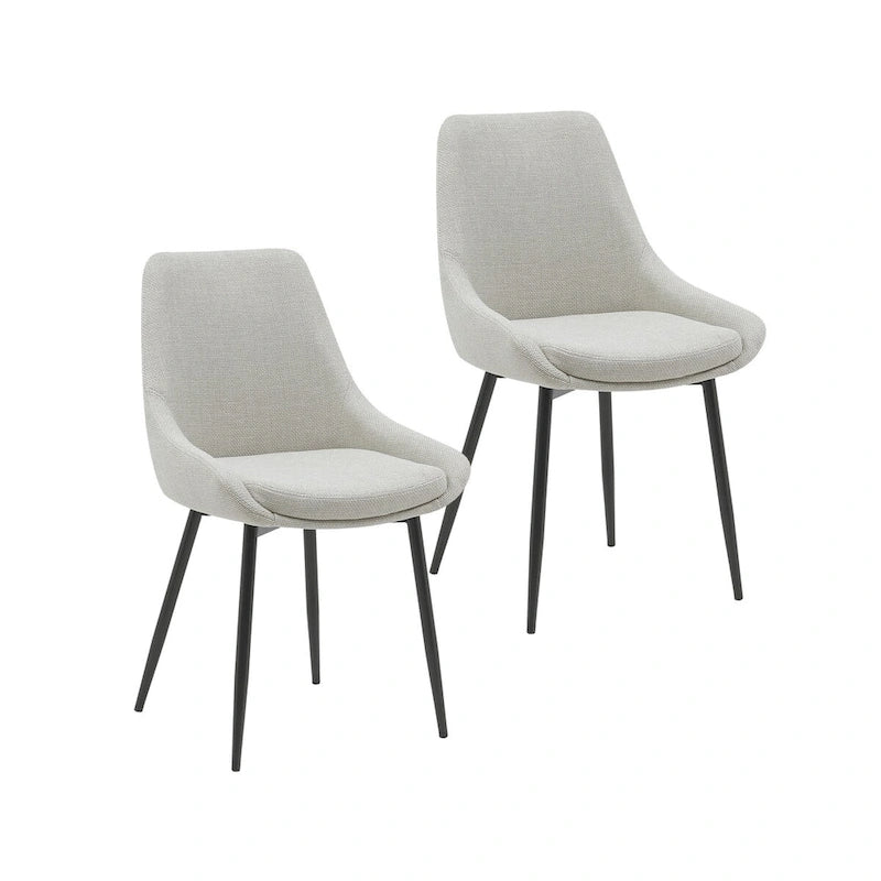 Gepolsterter Esszimmerstuhl aus Stoff mit pulverbeschichteten Stahlbeinen, Mid-Century-Modern-Stil