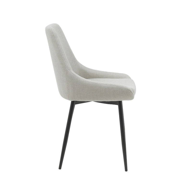 Gepolsterter Esszimmerstuhl aus Stoff mit pulverbeschichteten Stahlbeinen, Mid-Century-Modern-Stil