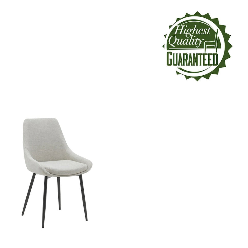 Gepolsterter Esszimmerstuhl aus Stoff mit pulverbeschichteten Stahlbeinen, Mid-Century-Modern-Stil