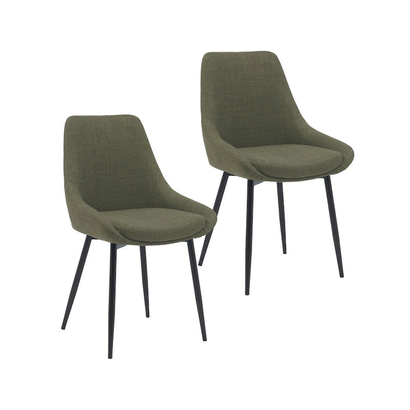 Gepolsterter Esszimmerstuhl aus Stoff mit pulverbeschichteten Stahlbeinen, Mid-Century-Modern-Stil