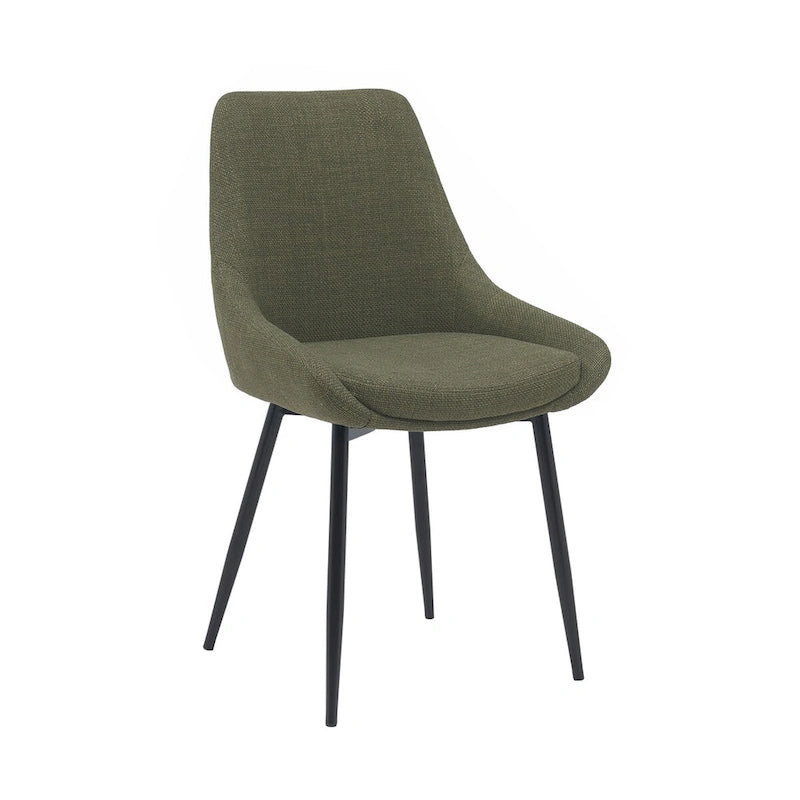 Gepolsterter Esszimmerstuhl aus Stoff mit pulverbeschichteten Stahlbeinen, Mid-Century-Modern-Stil