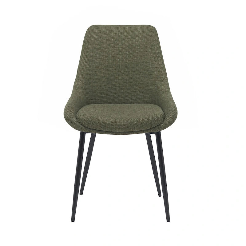 Gepolsterter Esszimmerstuhl aus Stoff mit pulverbeschichteten Stahlbeinen, Mid-Century-Modern-Stil
