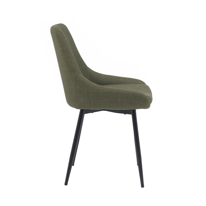 Gepolsterter Esszimmerstuhl aus Stoff mit pulverbeschichteten Stahlbeinen, Mid-Century-Modern-Stil