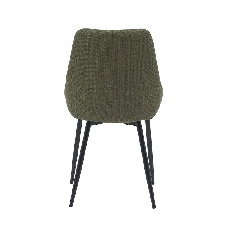 Gepolsterter Esszimmerstuhl aus Stoff mit pulverbeschichteten Stahlbeinen, Mid-Century-Modern-Stil